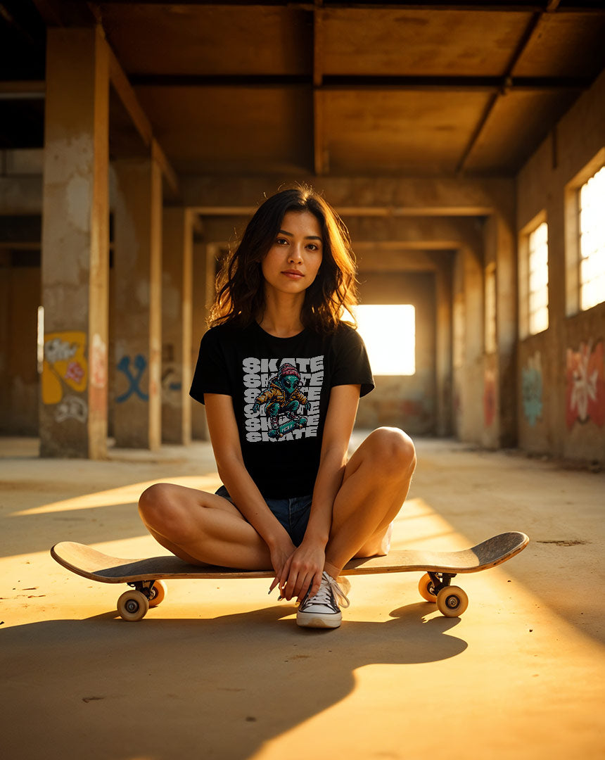 Camiseta Feminina Alien Skate