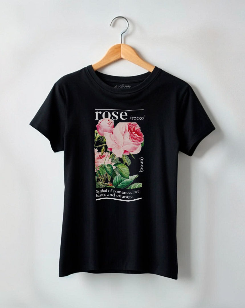 Camiseta Feminina Flor Rosa Noun Symbol of Love